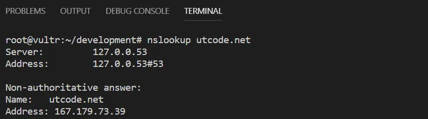 nslookupコマンドでドメインの名前解決